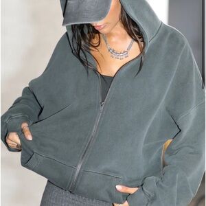 Joah brown oversized zip hoodie one size